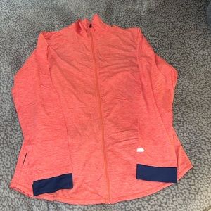 NWOT Cuddl Duds Softech Core Zippered Lightweight Jacket Orange with Navy XL